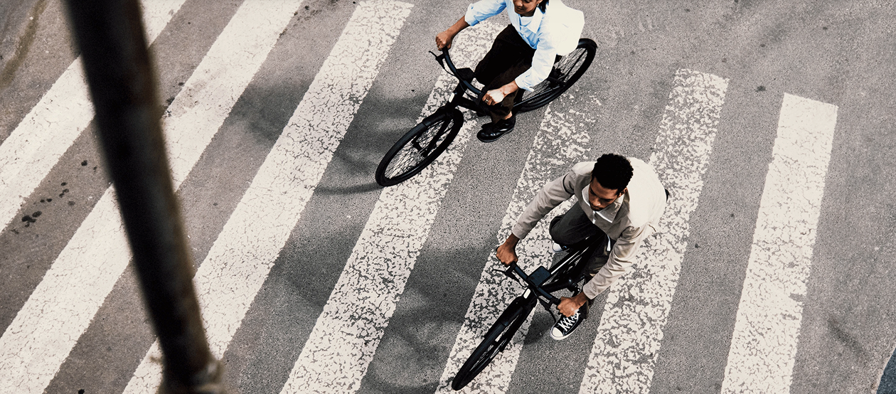 Cyclists riding through the city